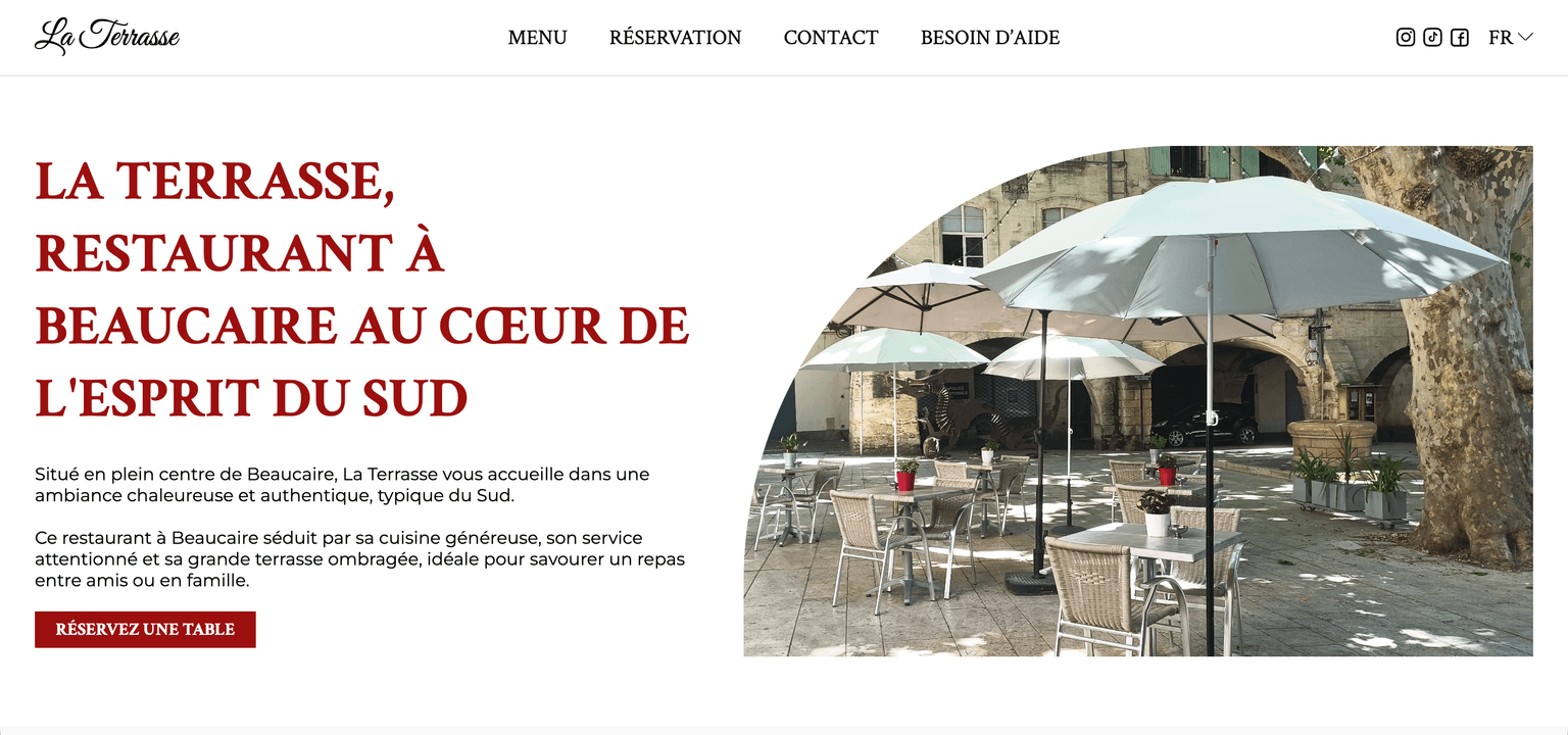 Mockup mac avec le site de réservation de la Terrasse